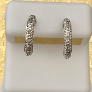 Solid Sterling Silver Genuine Diamond Earrings
